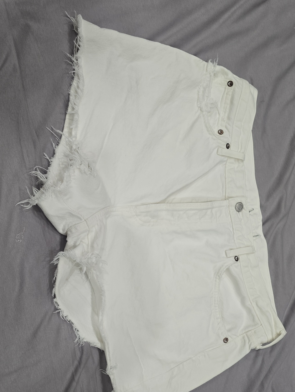 Agolde White Frayed Hem Denim Shorts